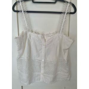 Heartloom Boxy White Lace Crop Top Tank Top